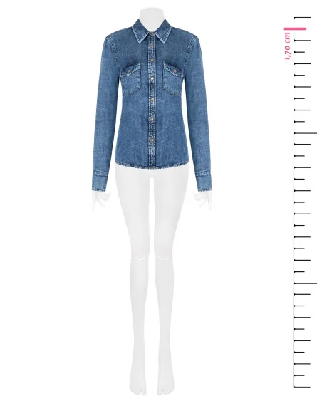 Camicia Ampia In Denim Con Taschini Rinascimento