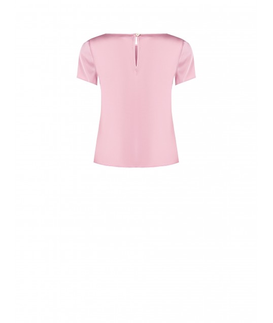 Rinascimento Short-Sleeved Satin Wide And Flowing Blouse