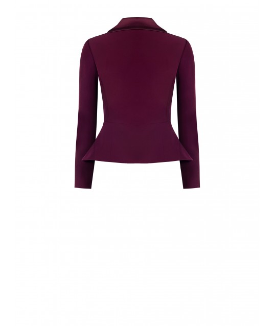 Short Blazer Jacket In Technical Fabric With Revers And Satin Buttons Rinascimento