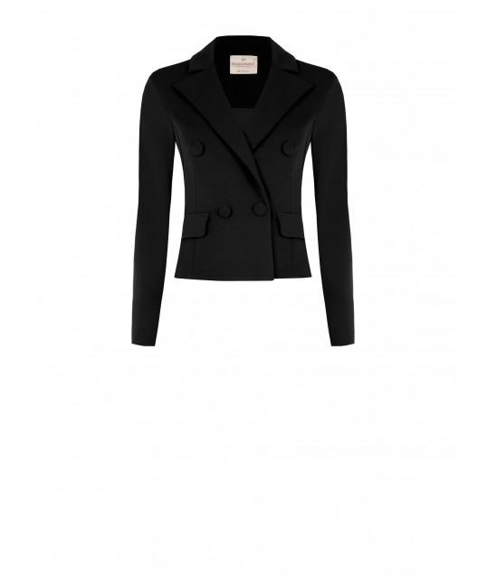 Giacca Blazer Corta Sfiancata In Scuba Crepe Rinascimento