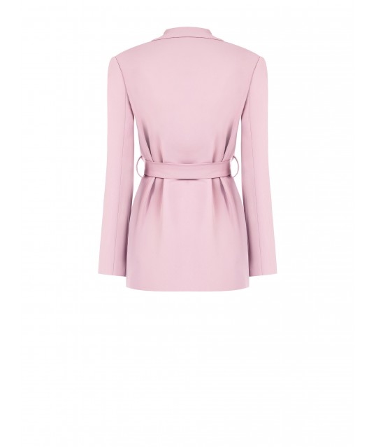Fluid Crepe Open Blazer Jacket With Coordinated Belt Rinascimento