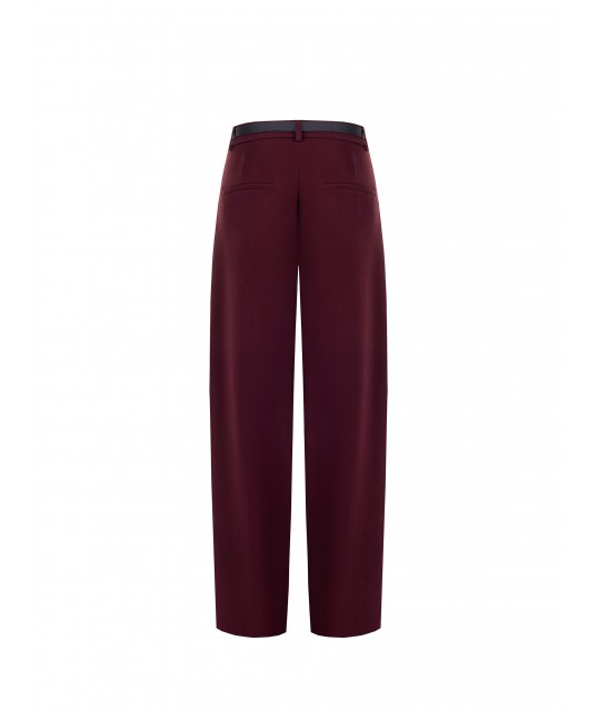 Palazzo Trousers With Pockets And Matching Leather Imitation Belt Rinascimento