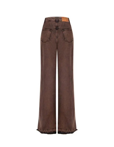 Jeans Dritti Con Orlo Strappato Rinascimento