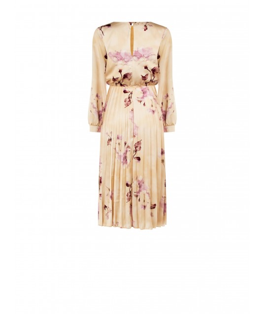 Robe midi en satin avec jupe plissée Rinascimento