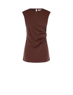 Top long asymétrique en tissu fluide bouclé sur un côté Rinascimento