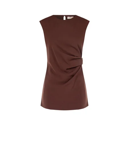 Asymmetrical Long Top In Fluid Fabric Curled On One Side Rinascimento