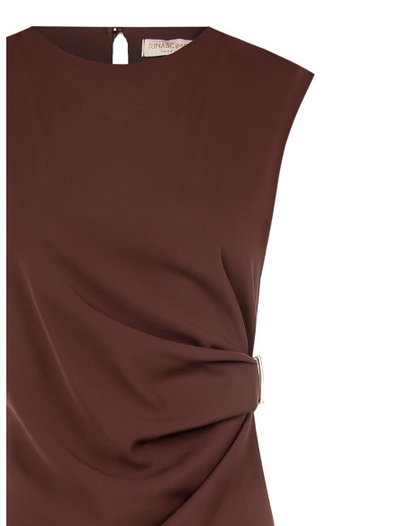 Asymmetrical Long Top In Fluid Fabric Curled On One Side Rinascimento