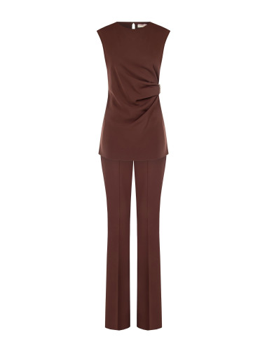 Asymmetrical Long Top In Fluid Fabric Curled On One Side Rinascimento