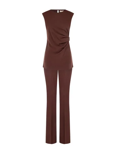Asymmetrical Long Top In Fluid Fabric Curled On One Side Rinascimento
