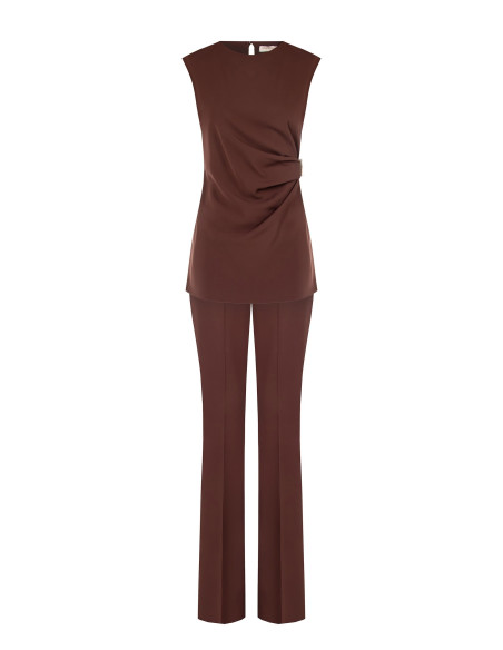 Asymmetrical Long Top In Fluid Fabric Curled On One Side Rinascimento