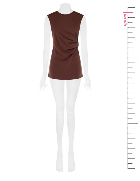 Top long asymétrique en tissu fluide bouclé sur un côté Rinascimento