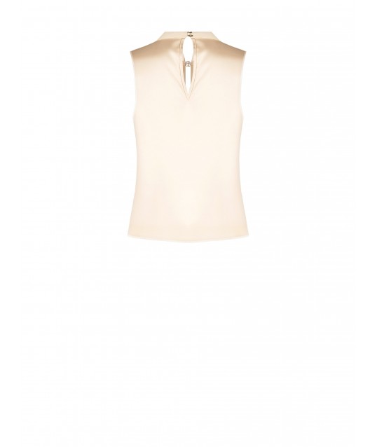 Wide Pleated Satin Blouse With Jewel Detail Rinascimento