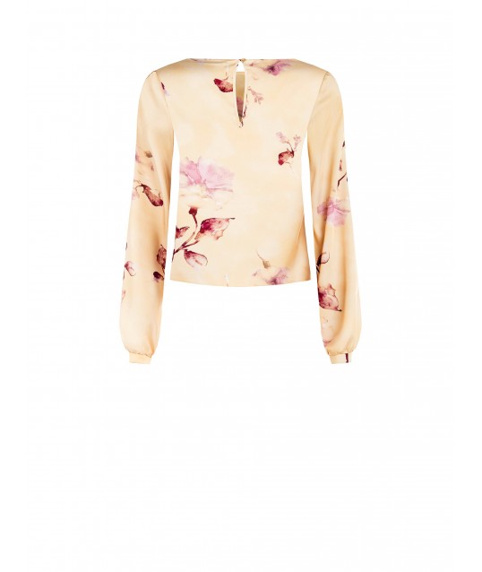 Blusa Ampia E Fluida In Raso A Fiori Rinascimento