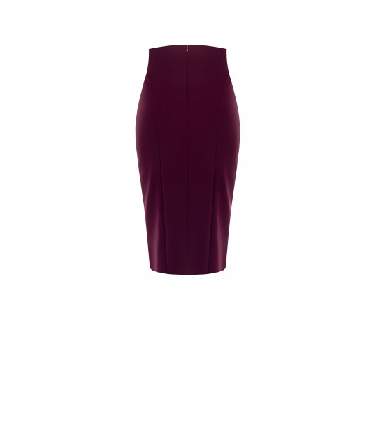 Technical Fabric Pencil Skirt With Front Slit Rinascimento