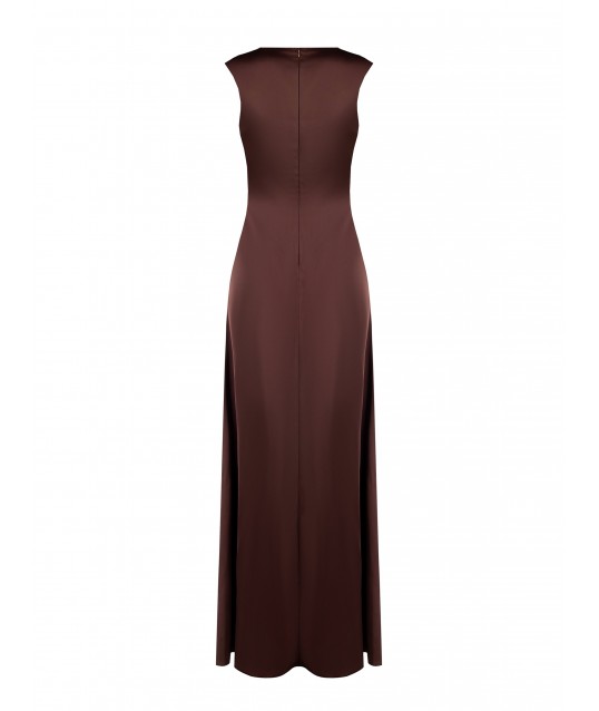 Rinascimento - Robe longue en satin à col en V et taille bouclée