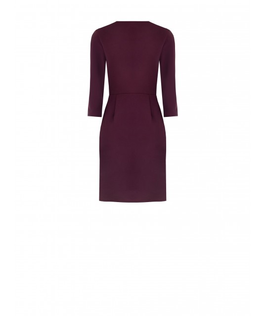 Scuba Crepe Sheath Dress With Crisscross V-Neckline And Chain Detail Rinascimento