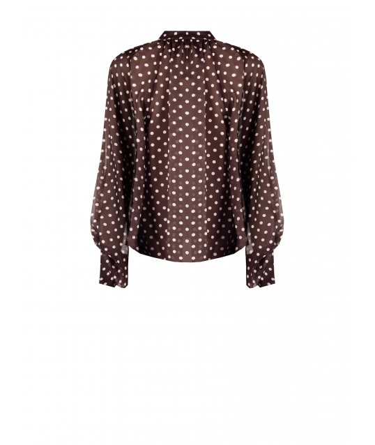 Fluid Satin Polka Dot Shirt With Maxi Sleeves Rinascimento