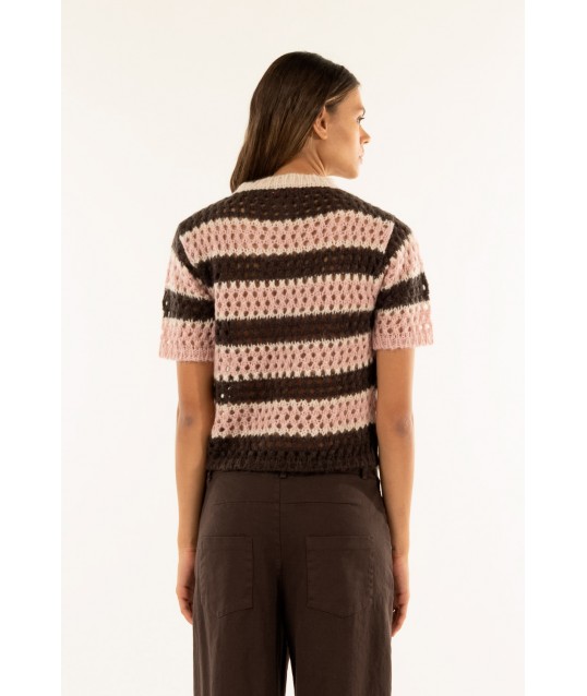 Cardigan Righe Manica Corta Kontatto