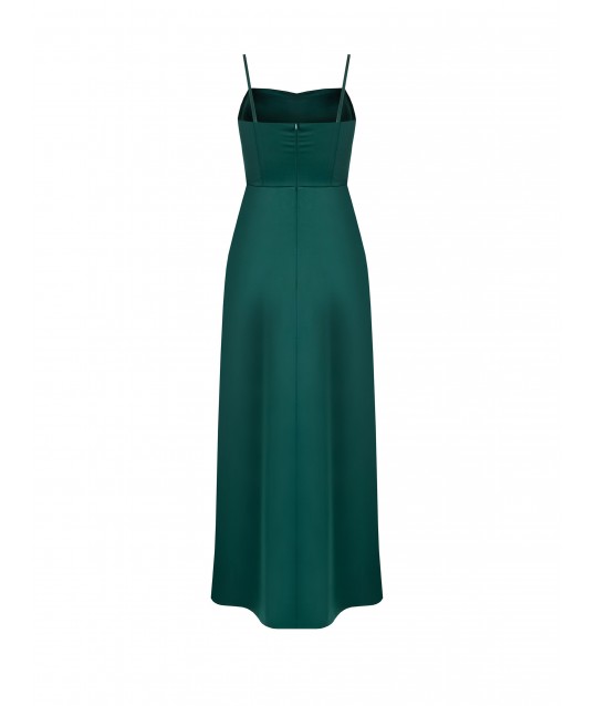 Long Asymmetrical Satin Dress With Pink And Waistband Rinascimento