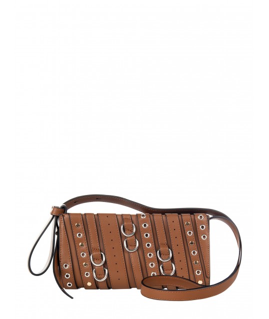 Sac à bandoulière en simili-cuir avec œillets et anneaux cloutés Rinascimento