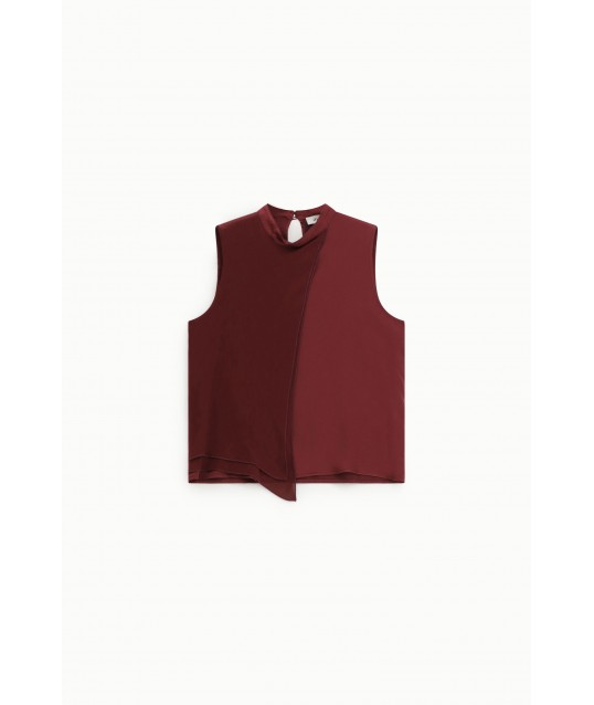 Sleeveless Top With Asymmetrical Panels And High Neck Dixie