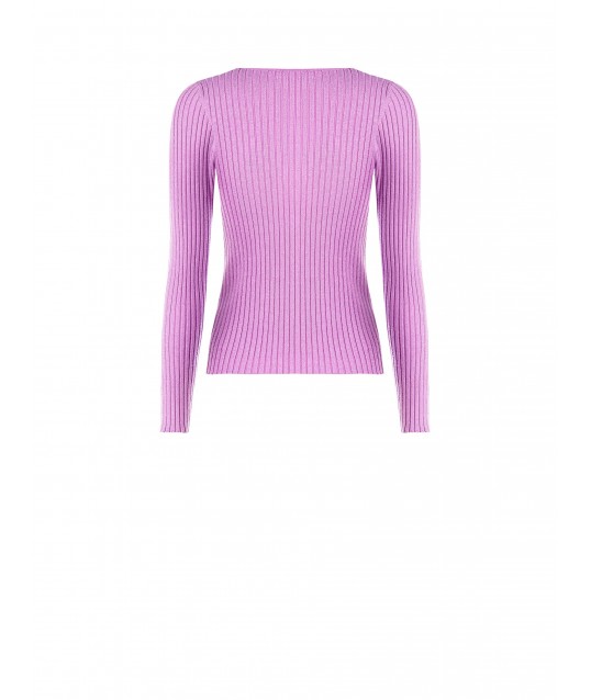 Maglione Aderente A Coste Con Lurex E Targhetta Logo RR Rinascimento