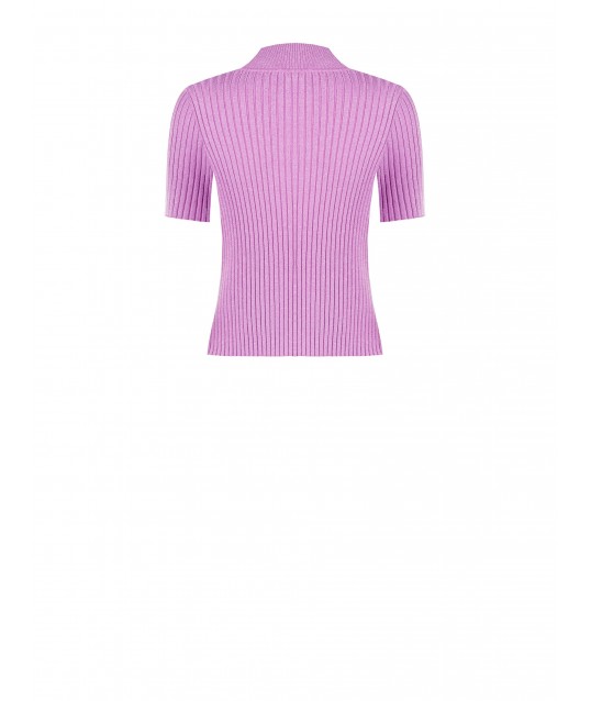 Ribbed Knitted Sweater With Lurex And RR Logo Tag Rinascimento