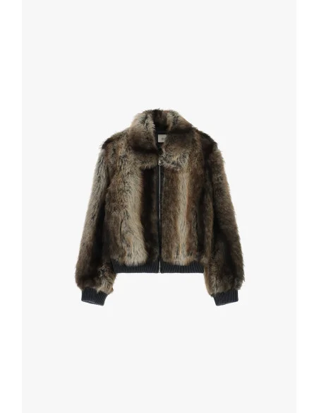 Eco-Fur Corta Con Zip E Bordo A Coste Dixie