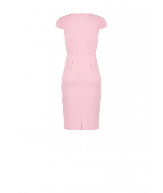 Scuba Crepe Sheath Dress With V-Neckline And Pearls Rinascimento