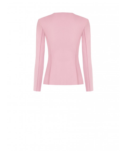 Crepe Scuba Blazer Jacket With Beads And Rhinestones Rinascimento