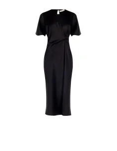 Robe longue en satin froncé sur un côté Rinascimento