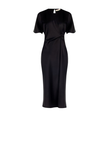 Rinascimento One-Side Curled Satin Long Dress - Vestiti Firmati Lif...