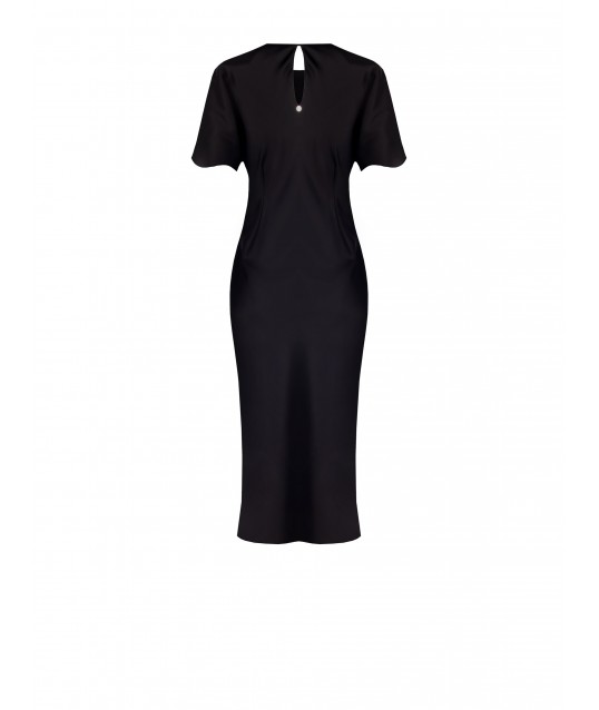 Rinascimento One-Side Curled Satin Long Dress