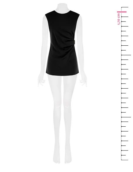 Top asymétrique long en tissu fluide froncé sur un côté Rinascimento