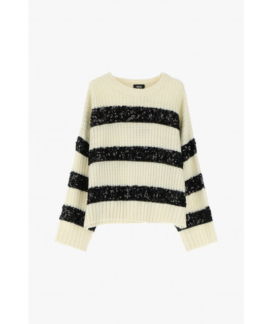 Maglione A Righe Con Paillettes Brillanti Dixie