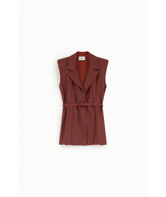 Gilet Lungo Con Cintura E Revers Ampi Dixie