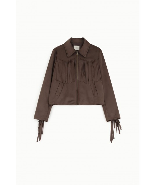 Dixie Short Blazer With Fringes And Front Zip