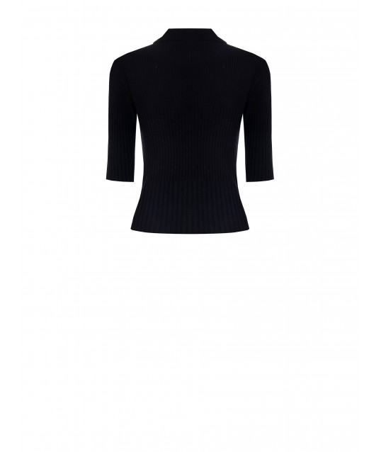 Rinascimento 3/4 Sleeve Ribbed Polo Sweater