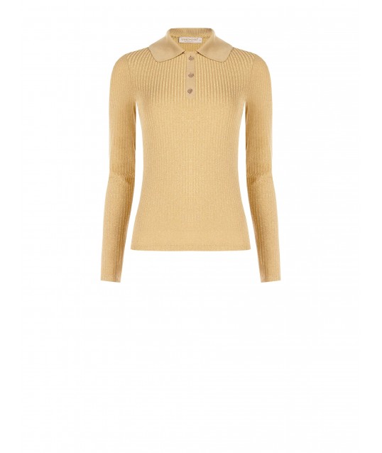 Rinascimento Ribbed Lurex Tight Polo Shirt
