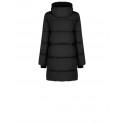 Long Quilted Down Jacket With Logo Print In Hood Rinascimento