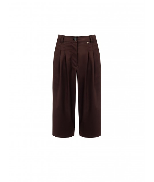 Viscose Mix Bermuda Shorts with Double Pleats and Pockets Rinascimento