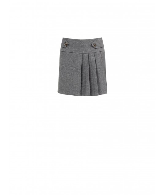 Pique Fabric Miniskirt With Pleating And Waist Ruffles Rinascimento