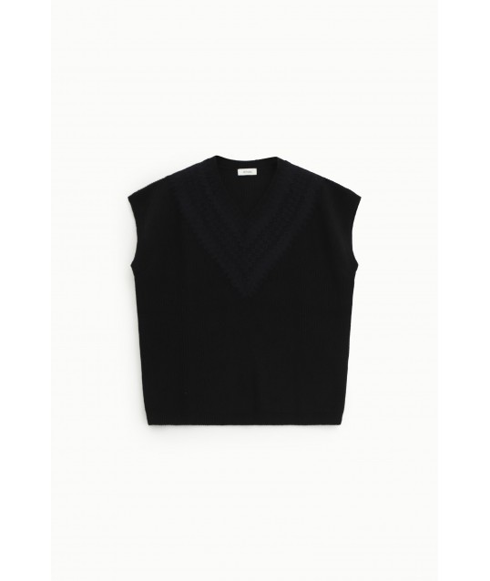 Dixie - Gilet en maille à col en V avec détails perforés