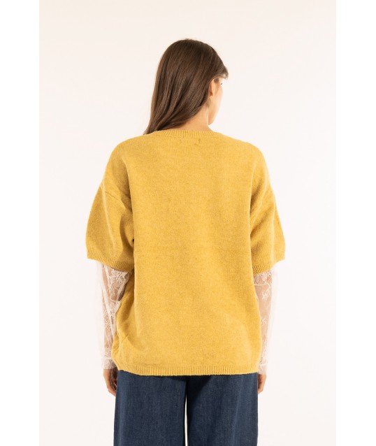 T-Shirt Sleeve And Lace Pocket Kontatto