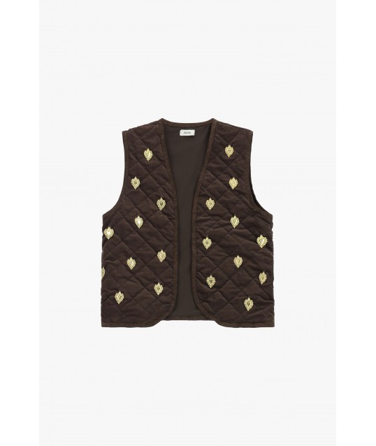 Dixie Decorated Quilted Sleeveless Jacket