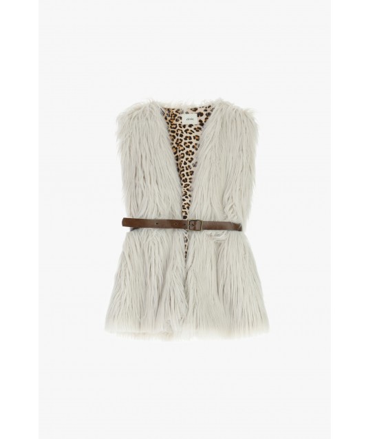 Sleeveless Eco-Fur With Belt And Animalier Lining Dixie