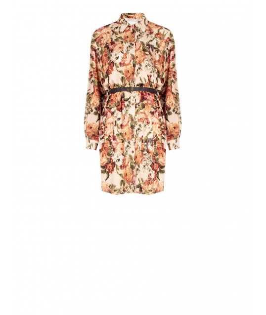 Robe courte et fleurie en viscose avec ceinture assortie en cuir Similpa Rinascimento