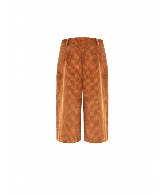 Rinascimento Corduroy Bermuda Shorts with Double Pleats and Pockets