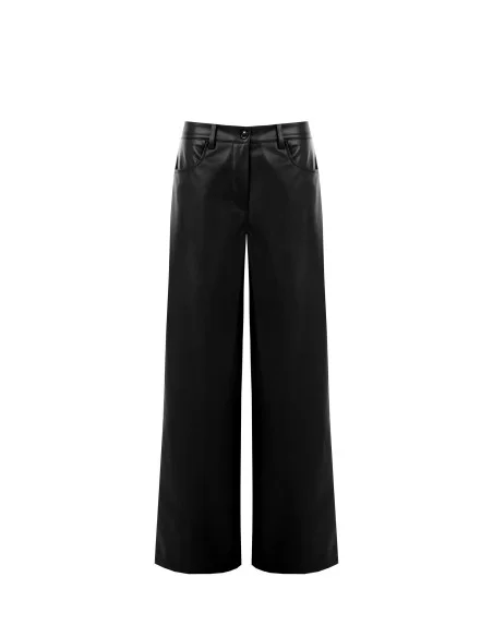 Extra-Wide Faux Leather Palazzo Trousers Rinascimento