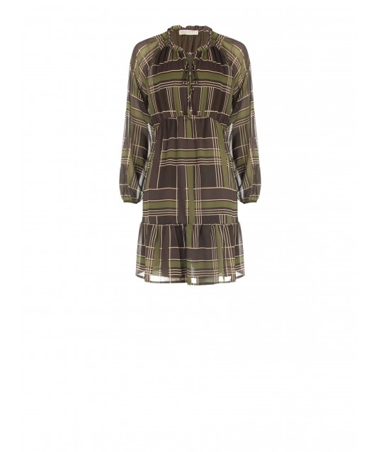 Georgette Short Dress with Neck Ties Rinascimento